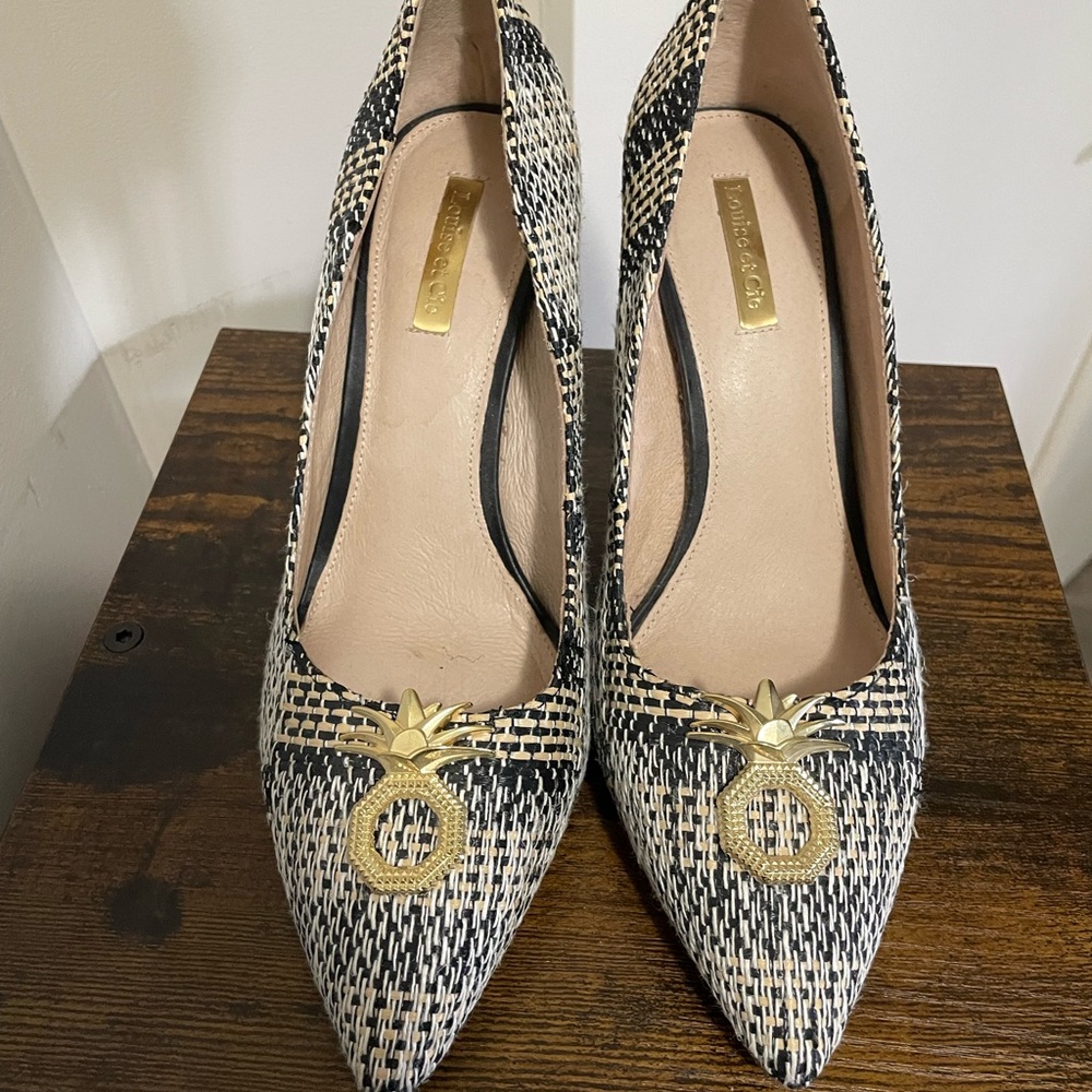 Louise et Cie Black and Cream Heels with Medium Heel
